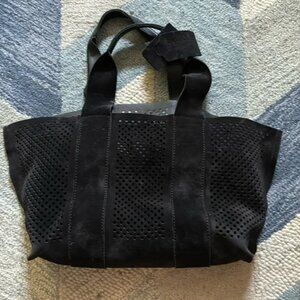 Authentic Pedro Garcia Perfed Tote Black Suede